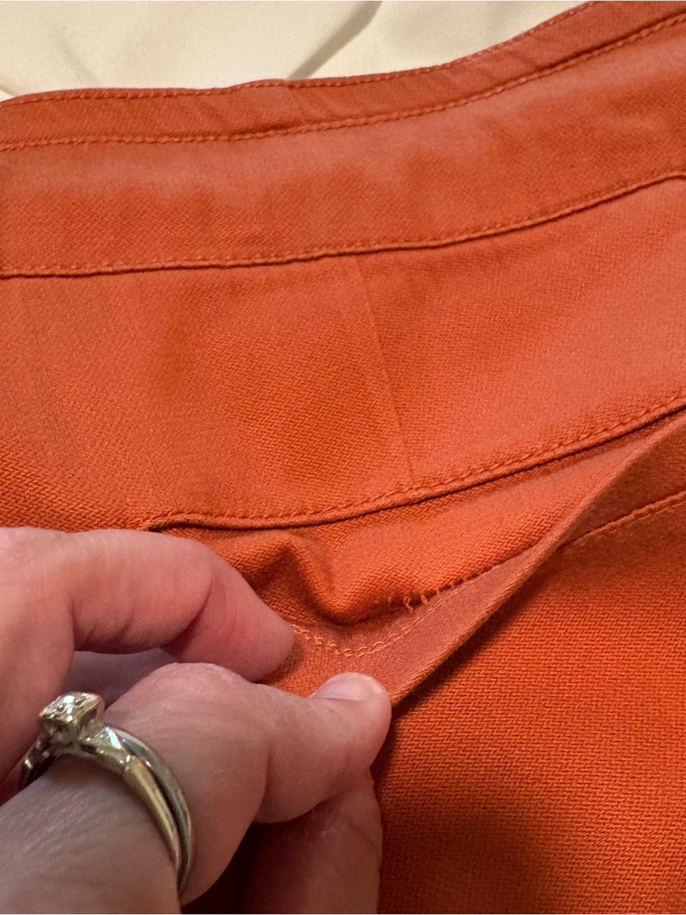 Liverpool Los Angeles Encased Self-Tie High Waist Relaxed Shorts, Orange Rust 6 - Picture 9 of 11